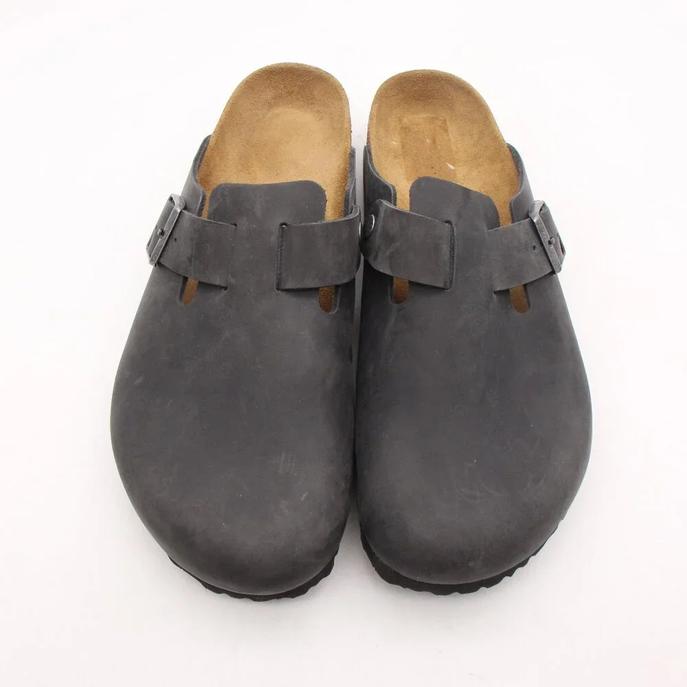Birkenstock Boston Black Oiled Leather Men's Size EU 47 US 14 Clogs Slides
